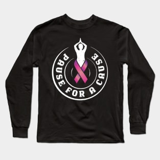 Pause for a Cause Zen Breast Cancer Awareness paws Long Sleeve T-Shirt